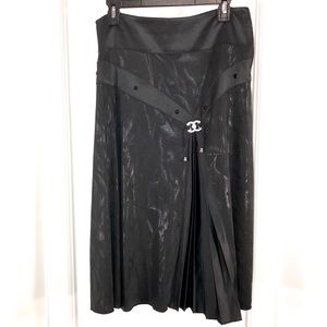 Black Jacquard Pleated Skirt French Designer Style